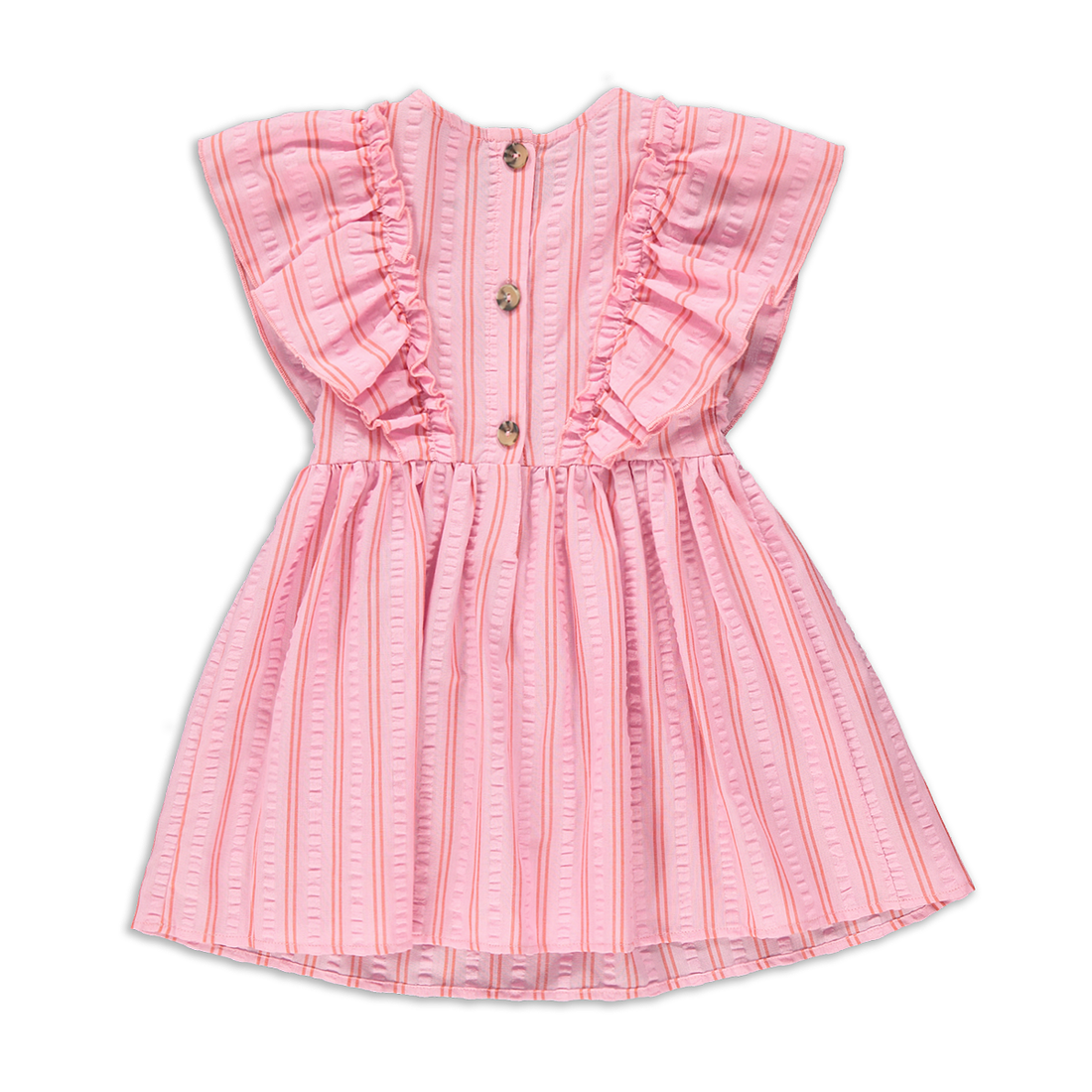 Stripe Flounce Dress Prism Pink and Red-LIGHT PINK-3-4 YRS