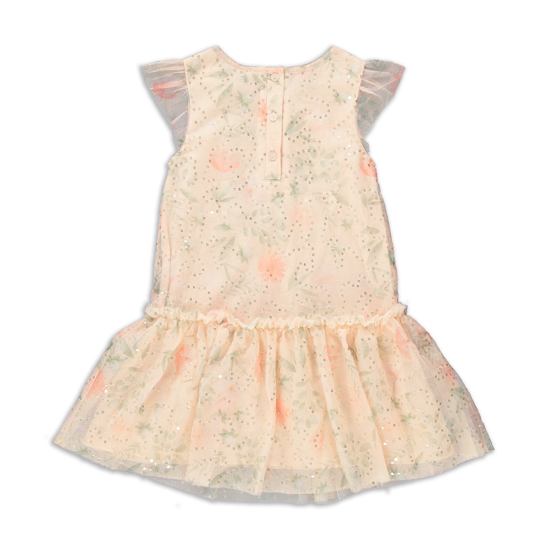 Floral Drop Waist Mesh Dress Nude Multi-NUDE-2-3 YRS