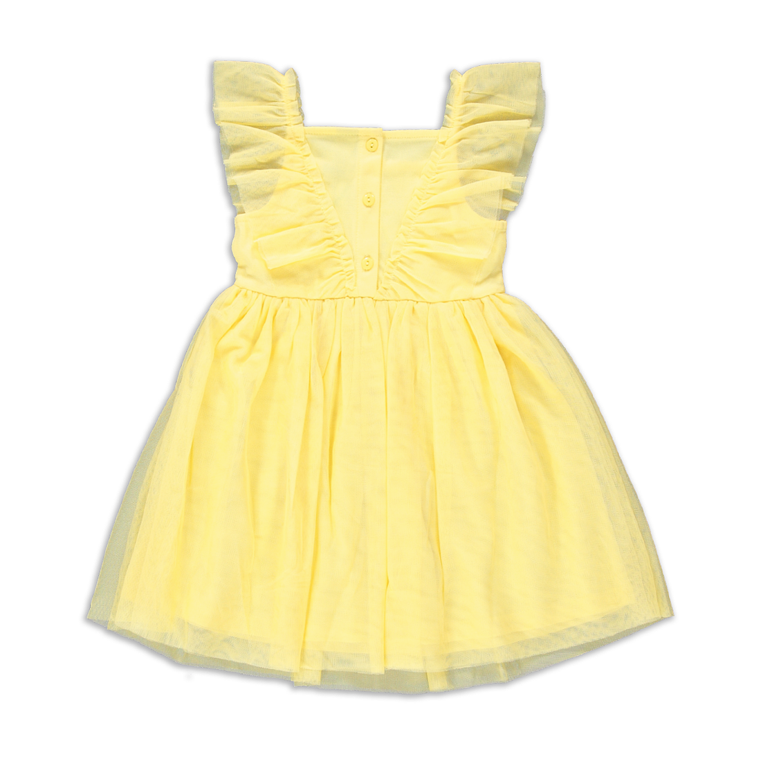 Embroidered Frill Mesh Dress Pale Banana-BUTTER-2-3 YRS