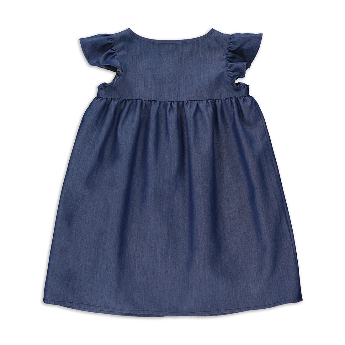 Denim Button Through Dress Dark Wash-INDIGO-2-3 YRS