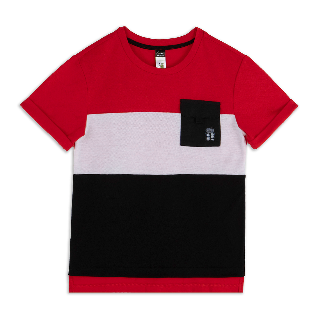 MI TEXTURED COLOURBLOCK T-SHIRT RED-RED-2-3 YRS