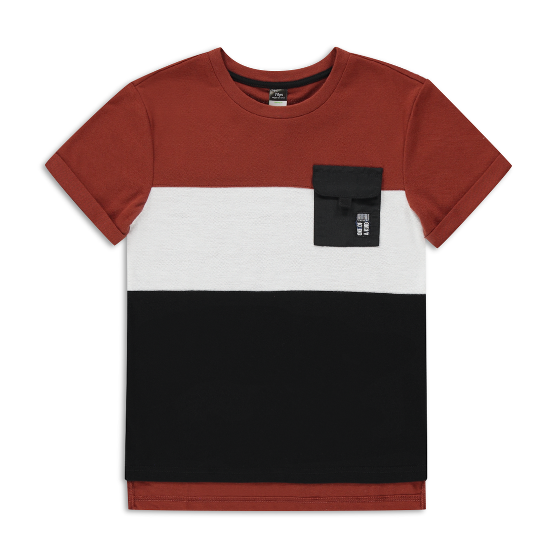 MI TEXTURED COLOURBLOCK T-SHIRT BROWN-BROWN-2-3 YRS