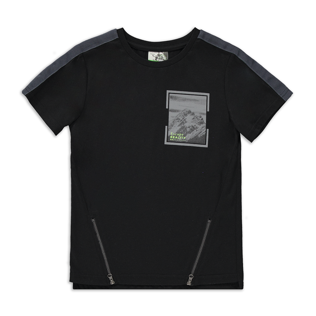 Zipper utility styled t-shirt black-BLACK-2-3 YRS