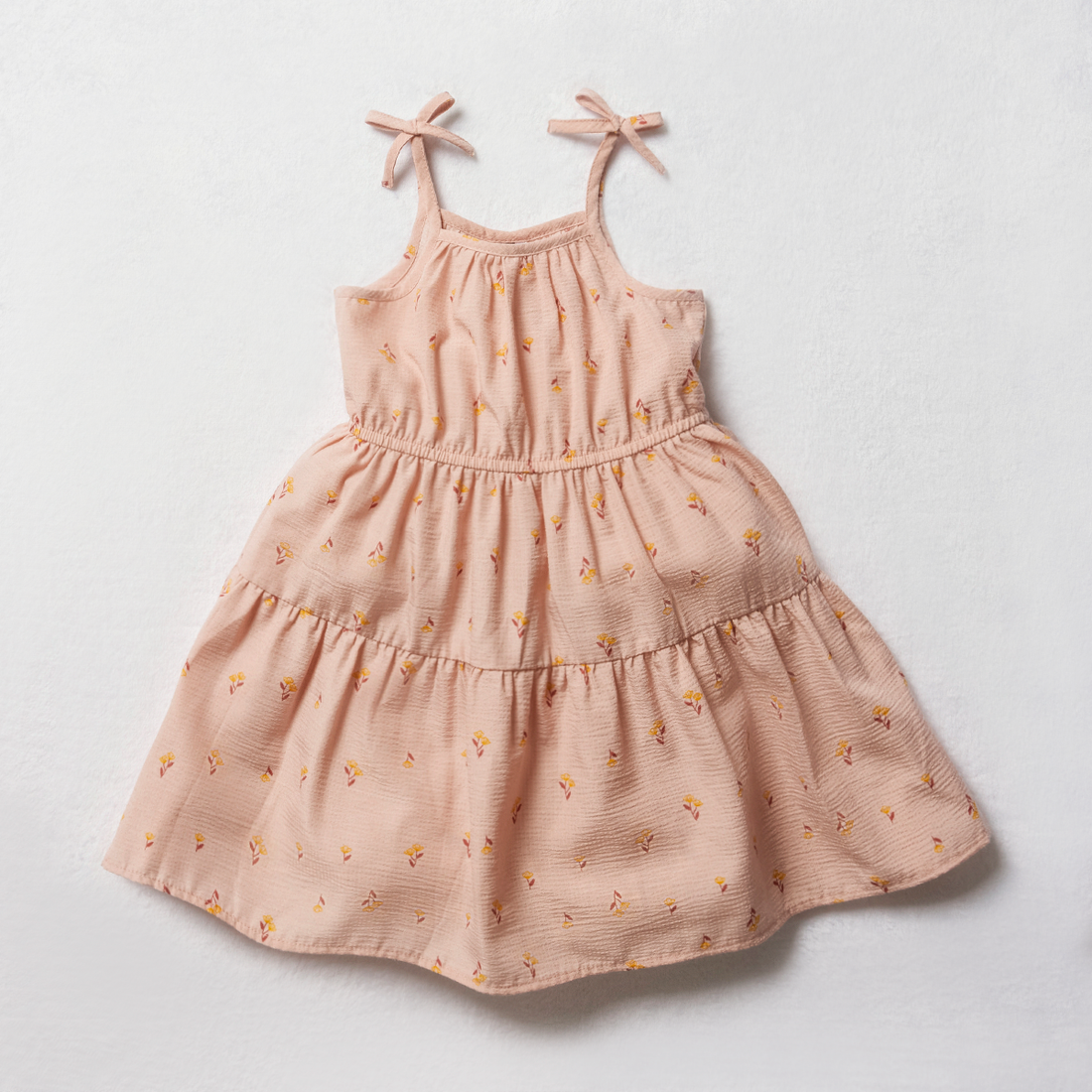 Floral Strappy Tiered Dress Dusty Pink-DUSTY PINK-2-3 YRS