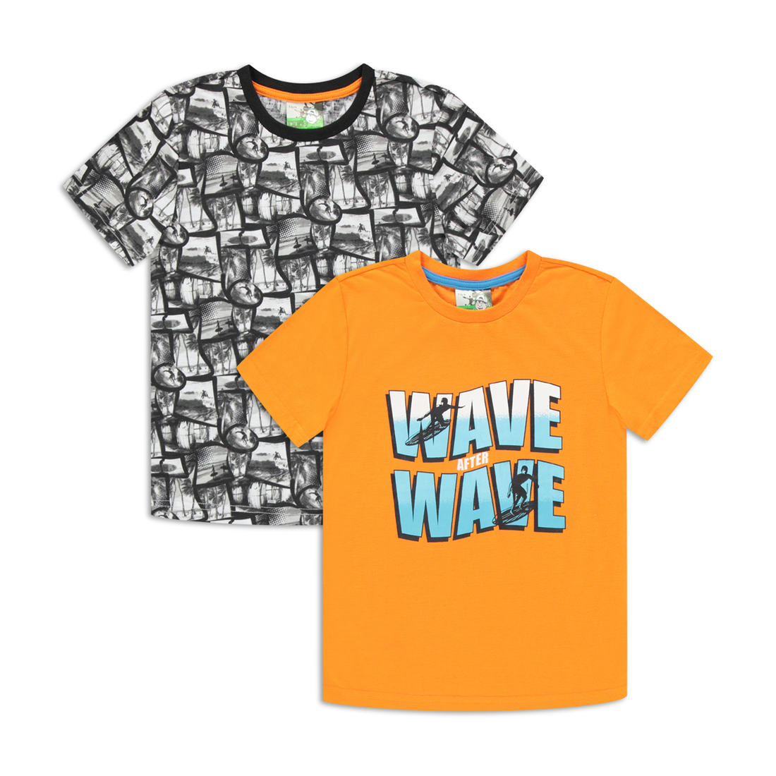 2 PACK T-SHIRT WAVES ORANGE-BURNT ORANGE-2-3 YRS