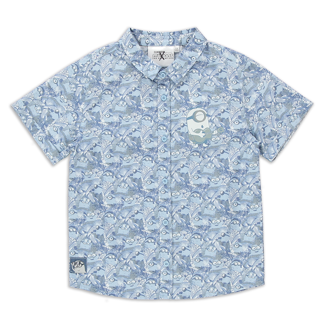 Minion print poplin shirt blue-MID BLUE-2-3 YRS