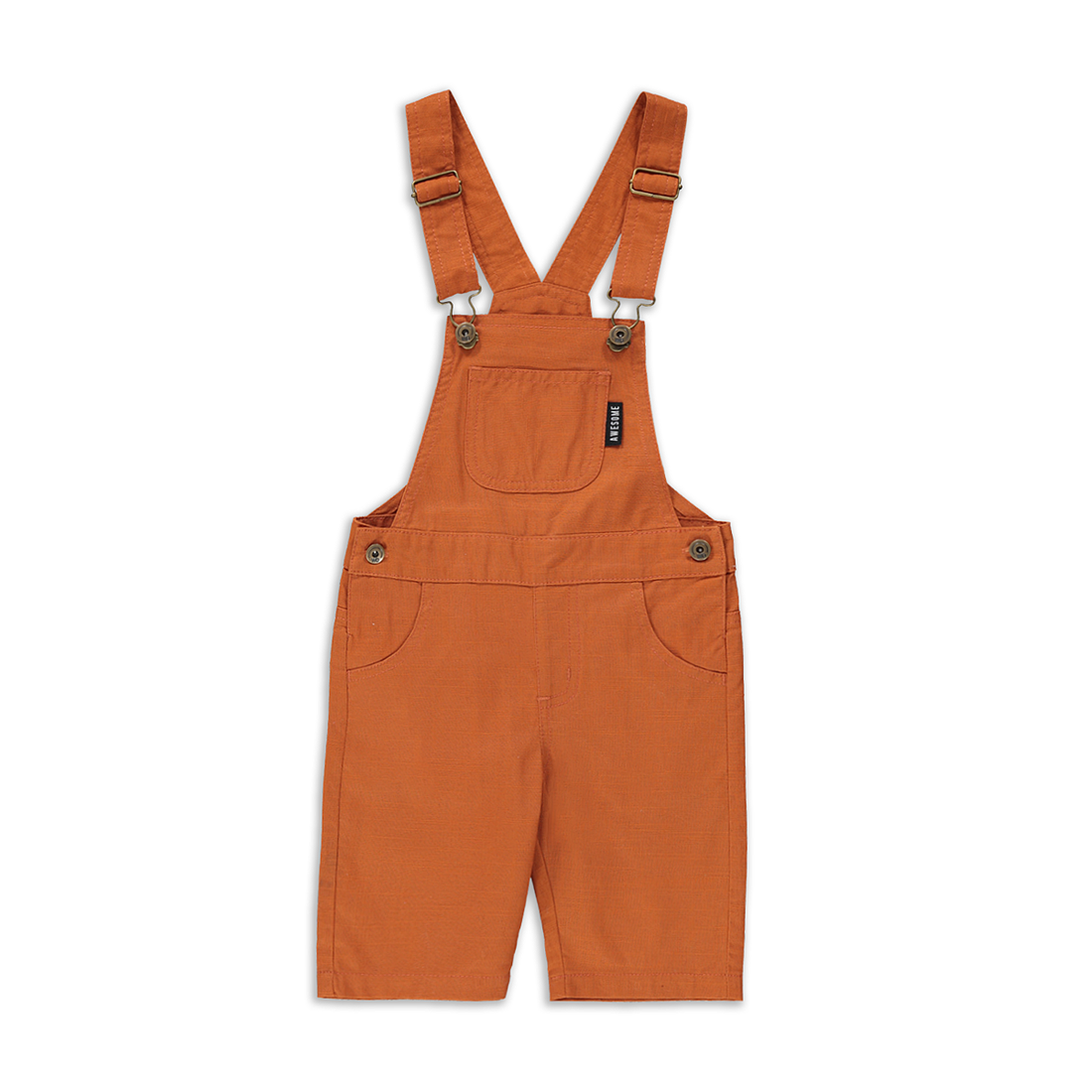 Linen dungaree rust-RUST-3-4 YRS