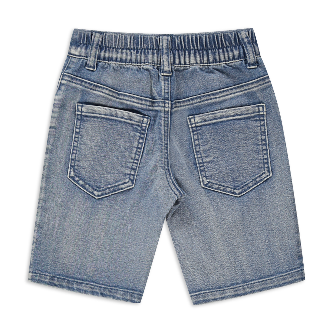 Wide leg 5 pckt denim shorts with print mid blue-MID BLUE-2-3 YRS