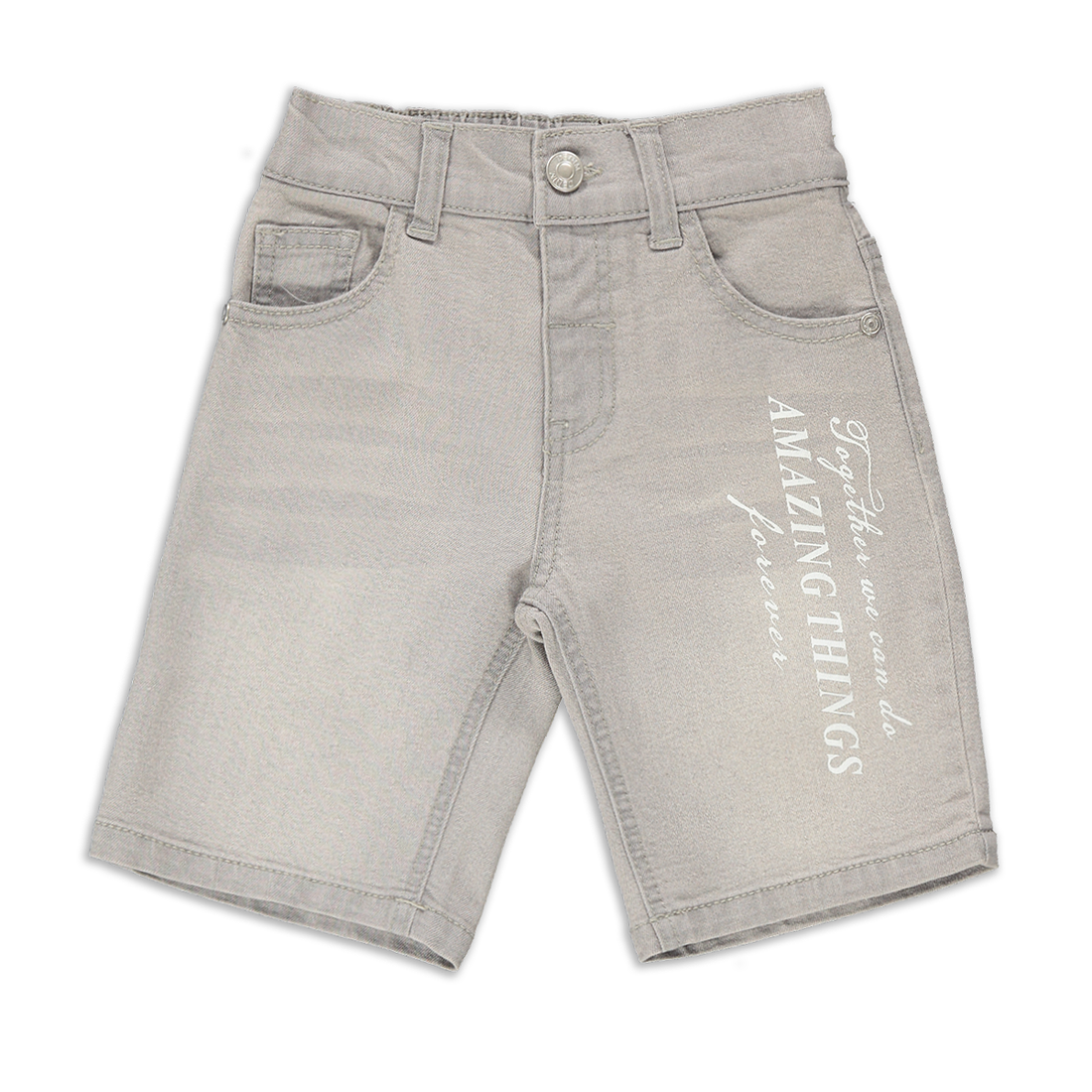 Wide leg 5 pckt denim shorts with print light grey-LIGHT GREY-2-3 YRS