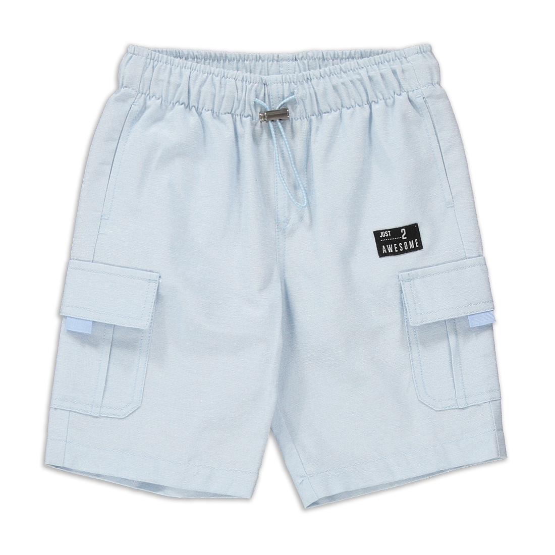 LINEN CARGO SHORTS  LIGHT BLUE-LIGHT BLUE-2-3 YRS