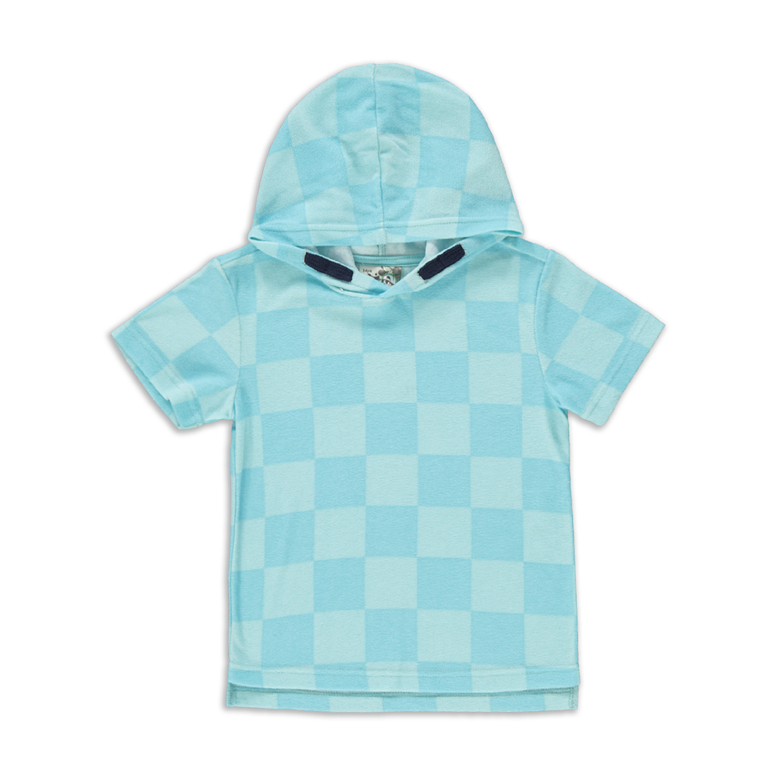 HOODED TOWELLING CHECKERBOARD PRINT SET LIGHT BLUE-LIGHT BLUE-2-3 YRS