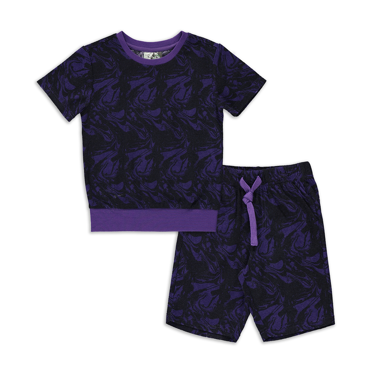 Crewneck swirl print towelling set purple-PURPLE-2-3 YRS