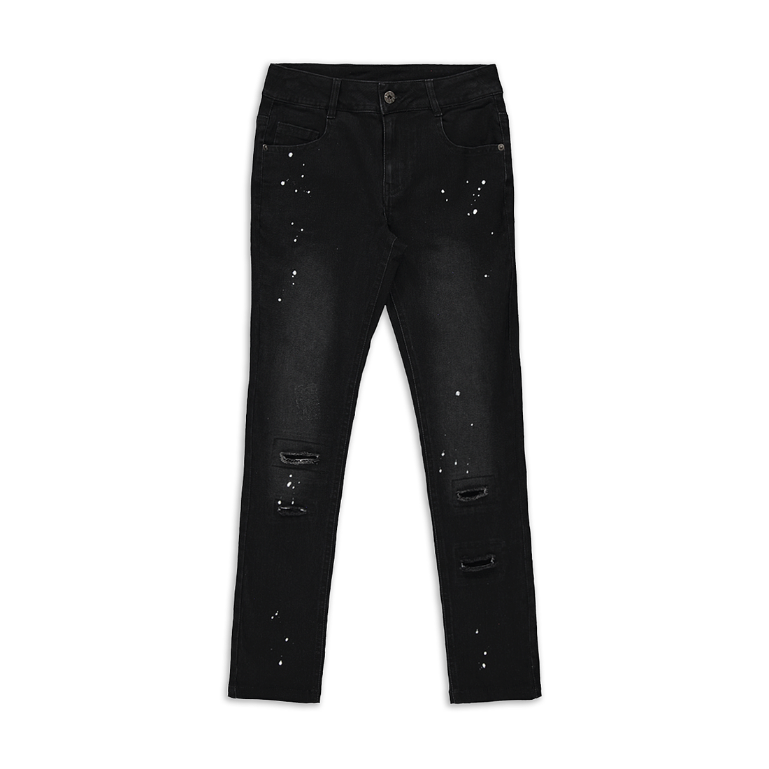 Abraison and splatter skinny trouser styled denim-BLACK-9-10 YRS