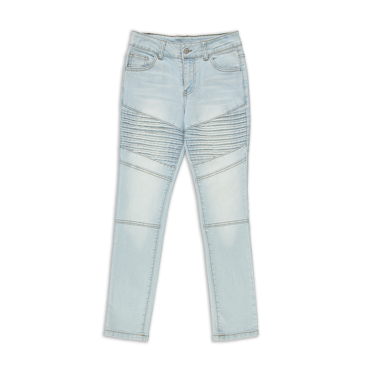 Pintuck skinny trouser styled denim bleach-LIGHT BLUE-9-10 YRS