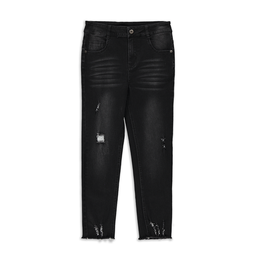 Ripped straight leg trouser styled denim dark grey-DARK GREY-9-10 YRS