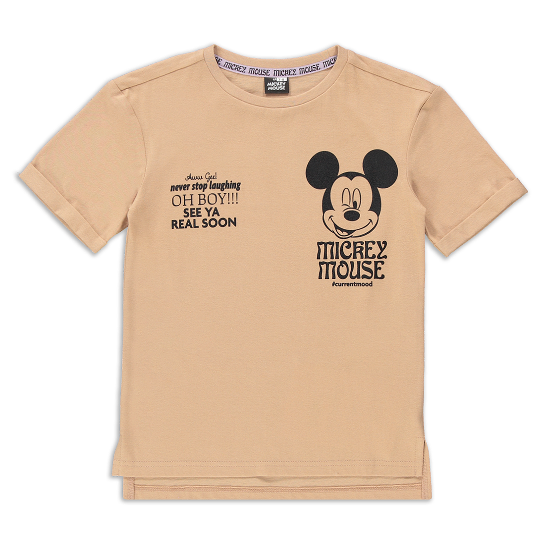 Micky back print t-shirt natural-STONE-7-8 YRS