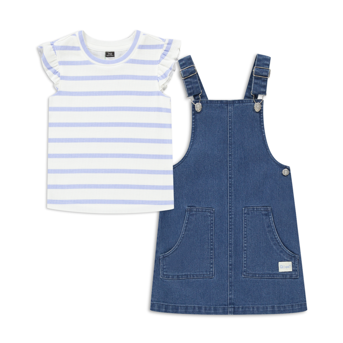 2 Pack pinafore set denim blue-MID BLUE-2-3 YRS