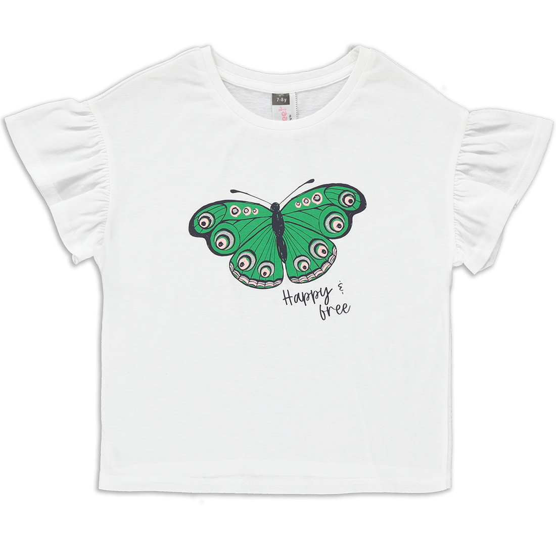 Frill Sleeve Butterfly White-WHITE-2-3 YRS