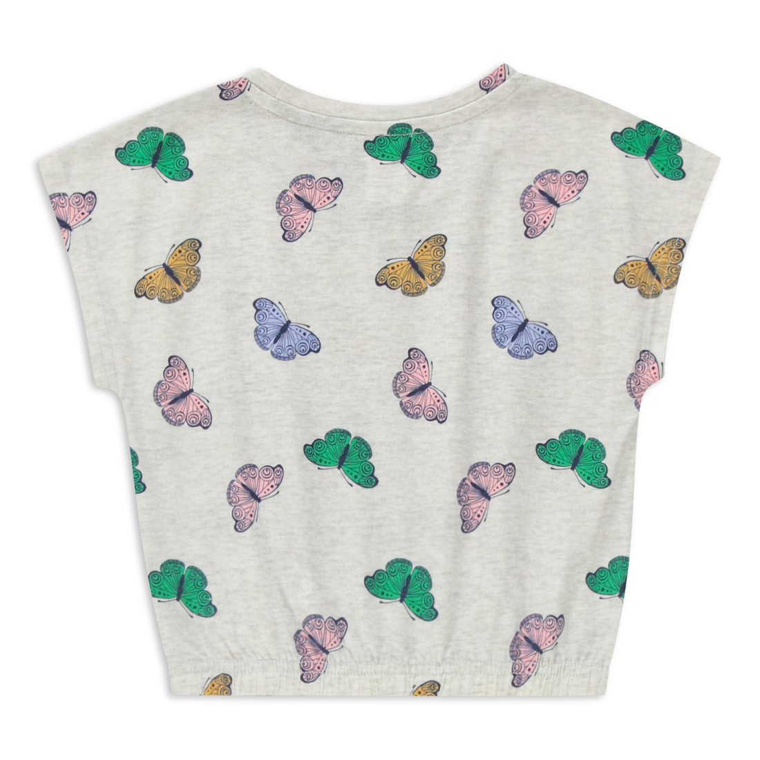 Bubble Hem Top Butterfly Grey Melange-GREY MELANGE-2-3 YRS