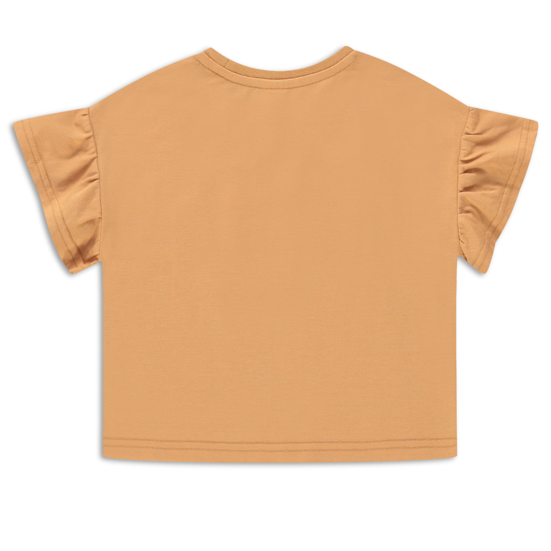 Frill Sleeve Top Slogan Tan-TAN-2-3 YRS