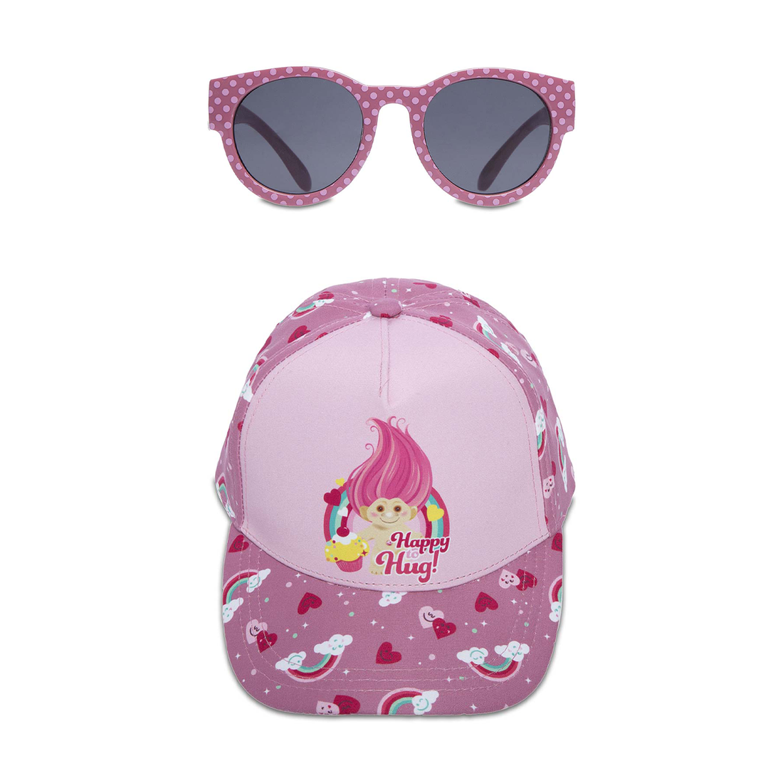 PG 2PC TROLLS CAP AND GLASSES-CORAL-52 CM