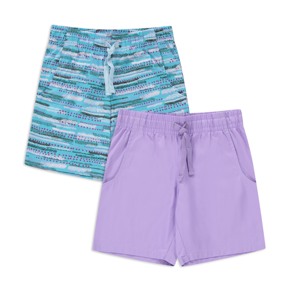 2 Pack AOP woven shorts blue and purple-MULTI-9-10 YRS