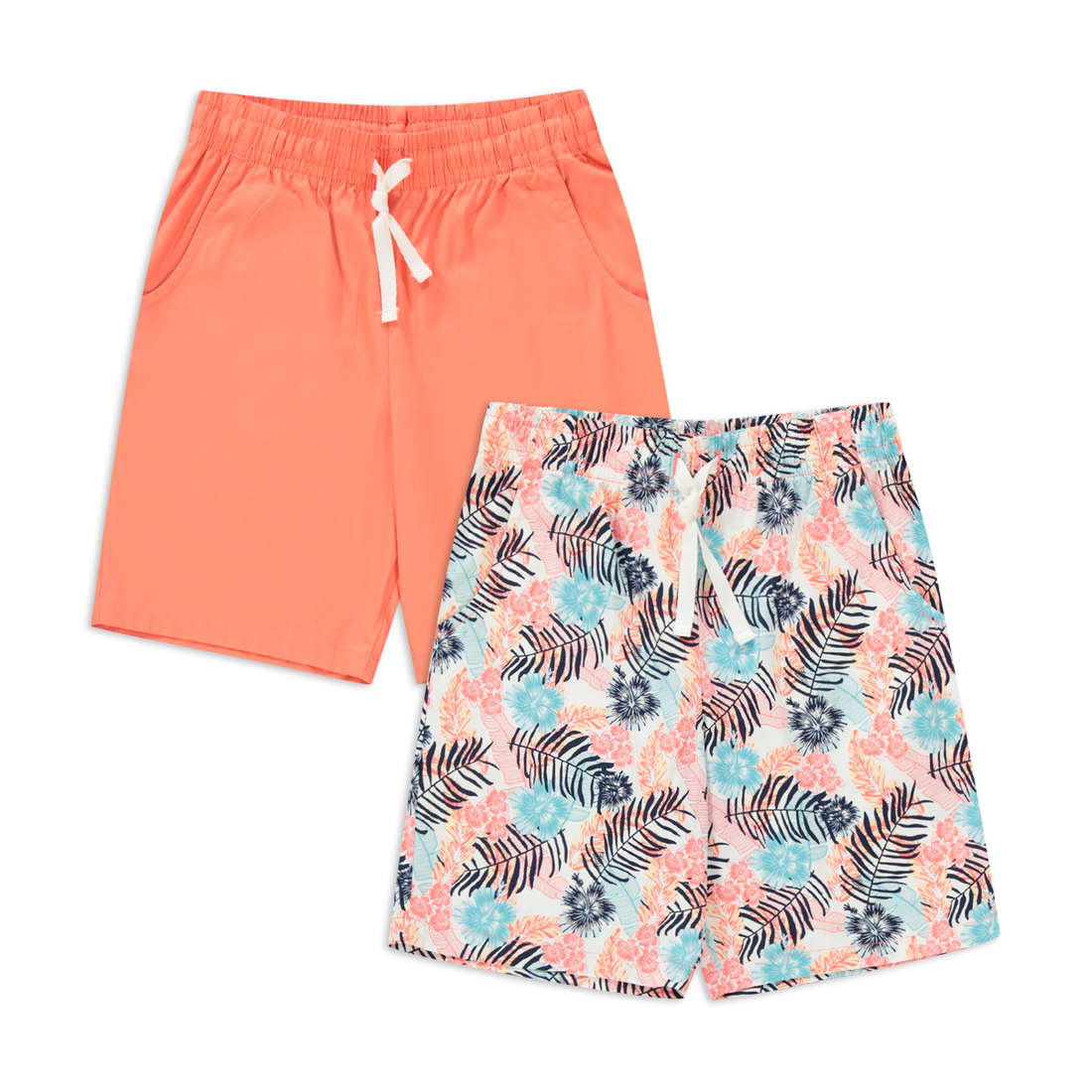 2 Pack tropical AOP woven shorts coral-MULTI-9-10 YRS