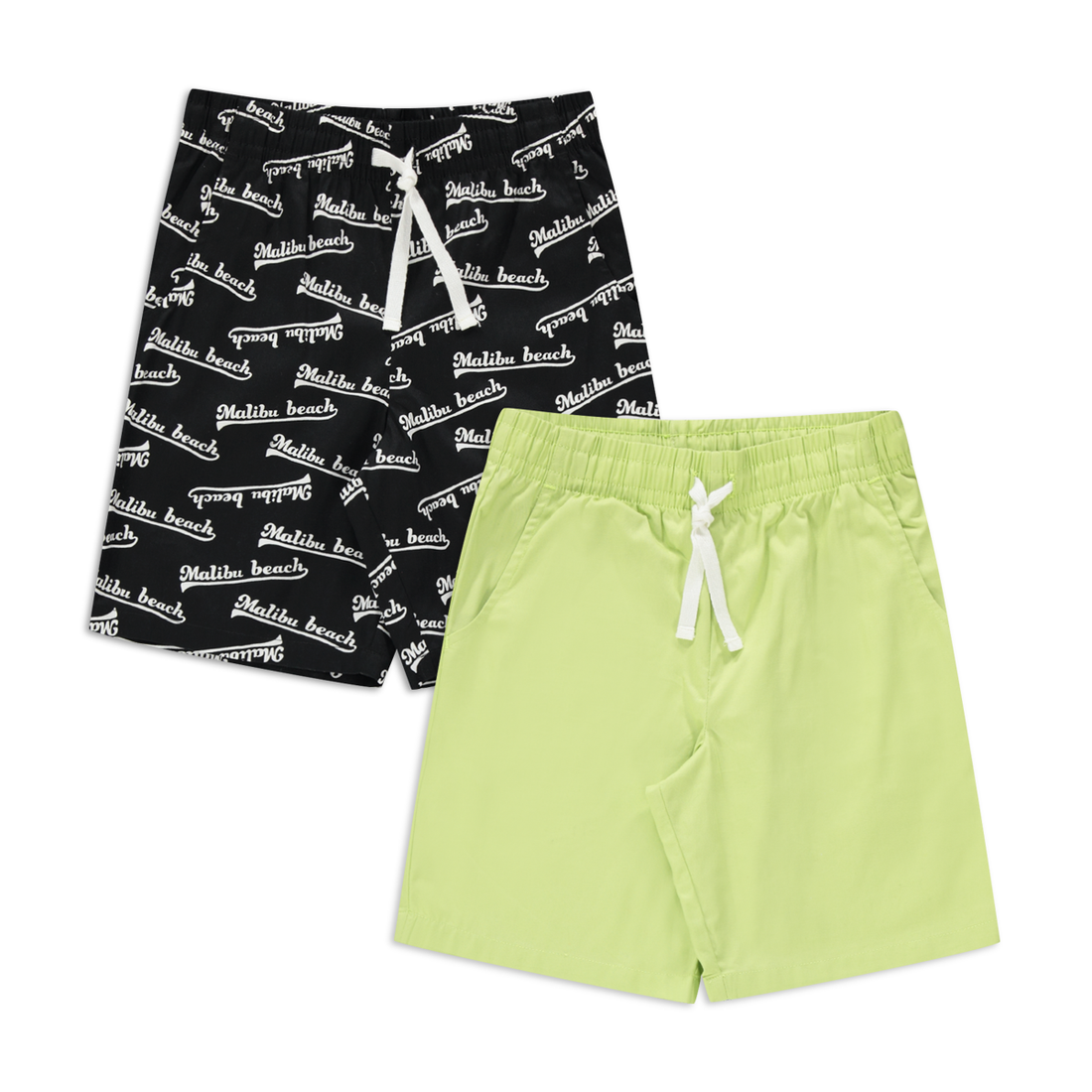 2 Pack AOP woven shorts black and lime-MULTI-9-10 YRS