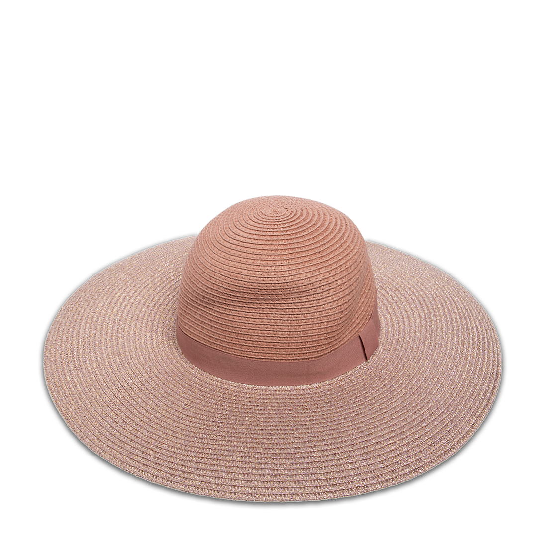 Lurex wide brim straw hat rosegold-ROSE GOLD-ONE SIZE