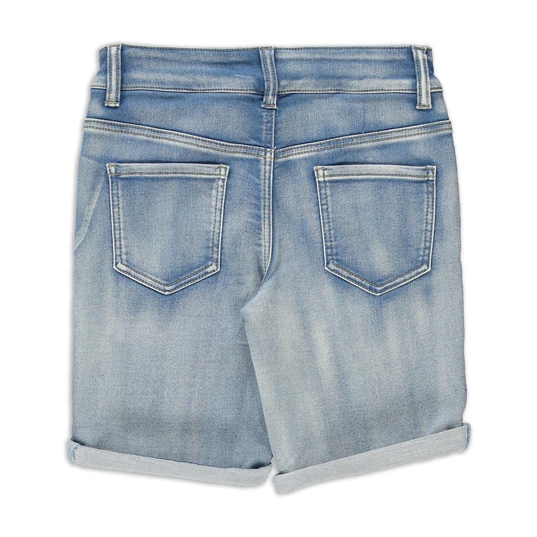 Knit short styled denim bleach-LIGHT BLUE-7-8 YRS