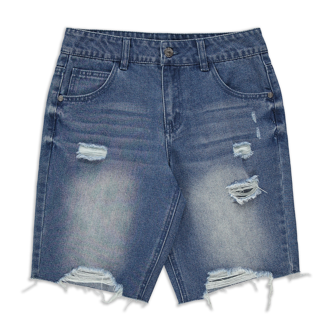 Shark bite short styled denim mid blue-MID BLUE-7-8 YRS