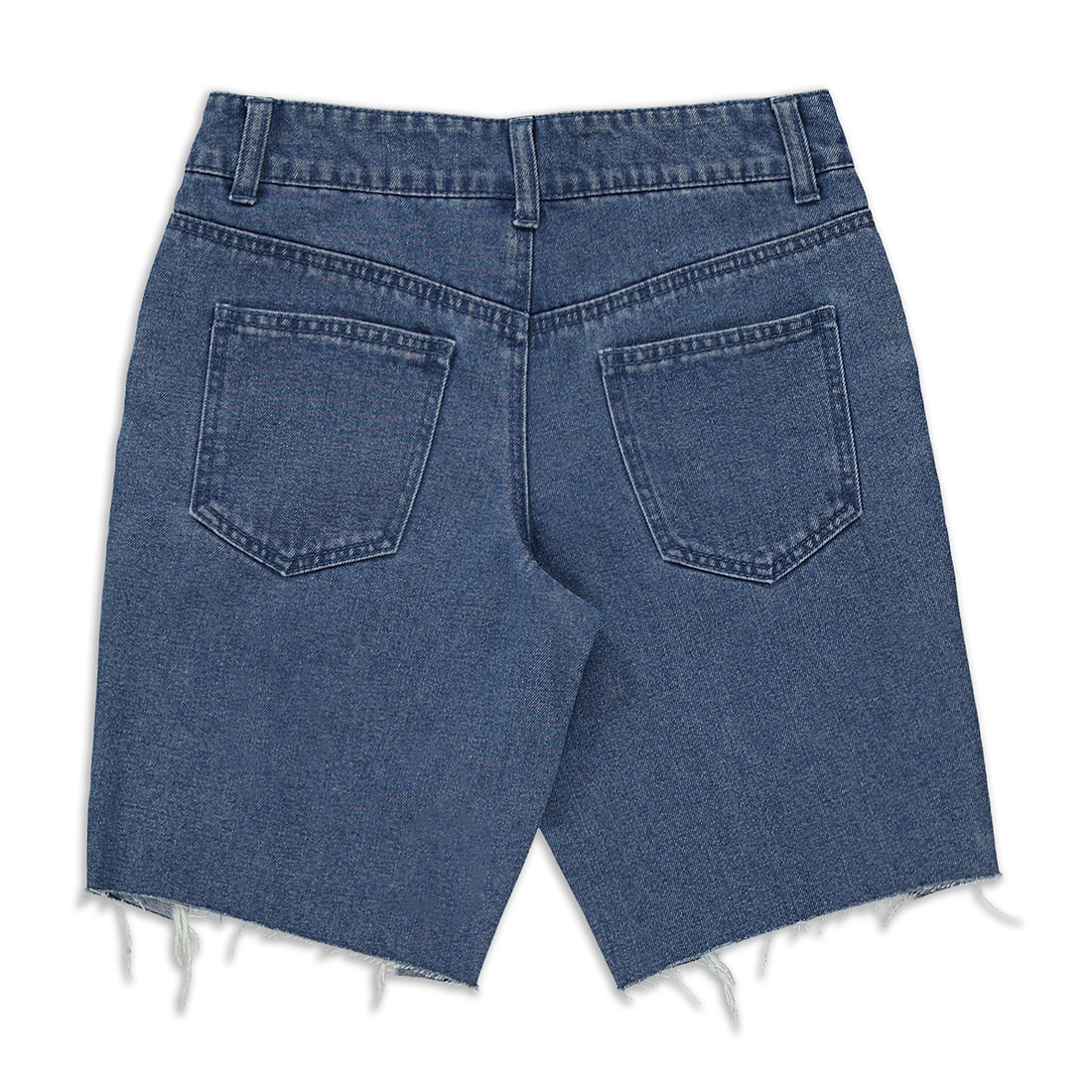 Shark bite short styled denim mid blue-MID BLUE-7-8 YRS