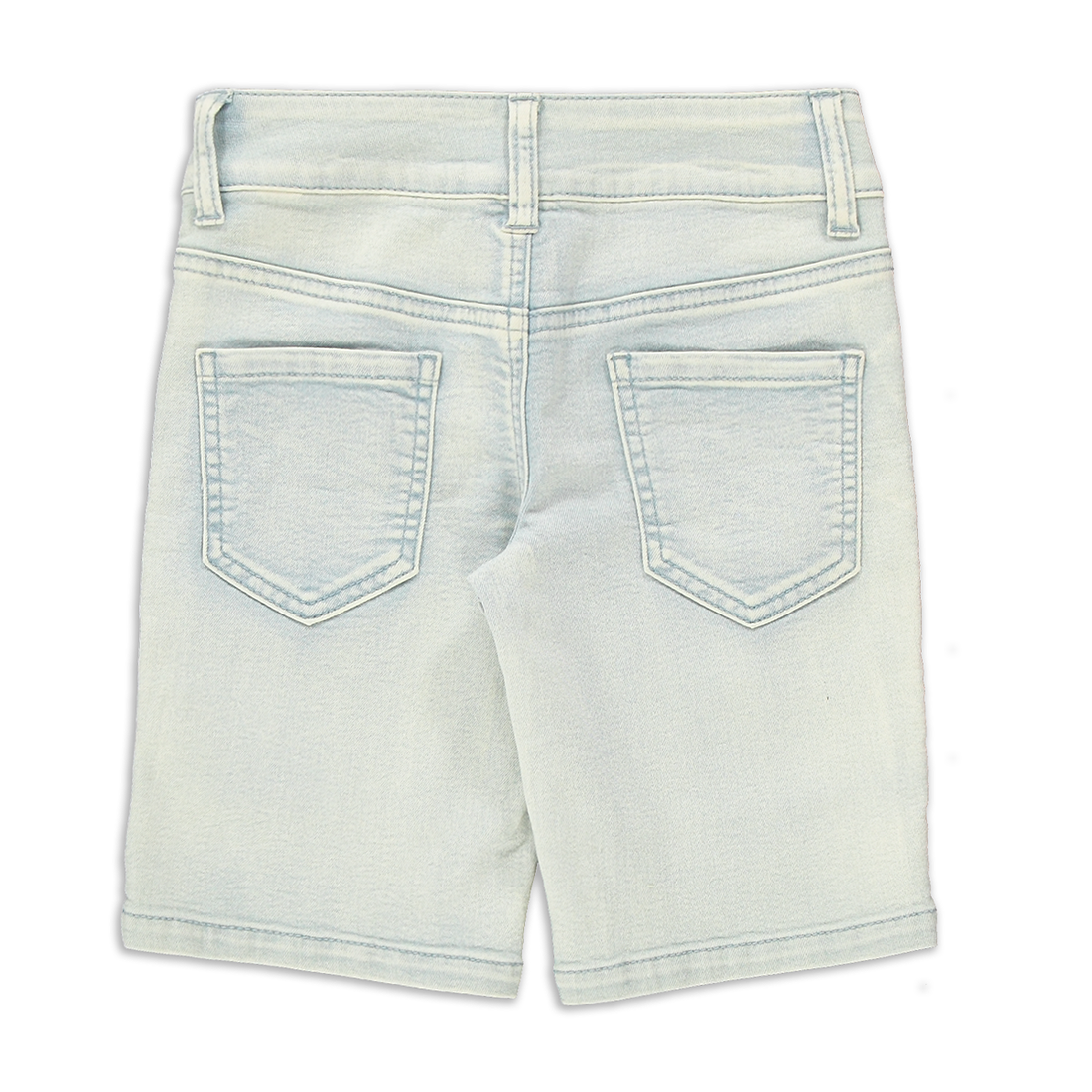 Rectangular pintuck short styled denim bleach-LIGHT BLUE-7-8 YRS