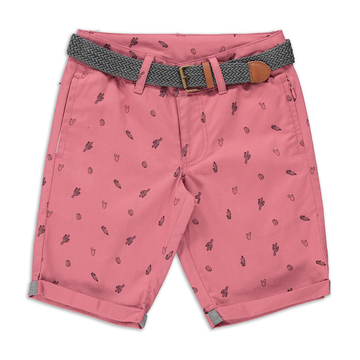 Belted AOP styled woven short pink-MID PINK-7-8 YRS