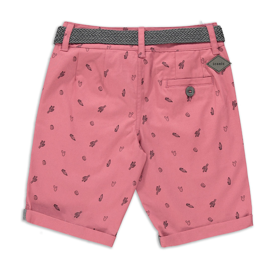 Belted AOP styled woven short pink-MID PINK-7-8 YRS