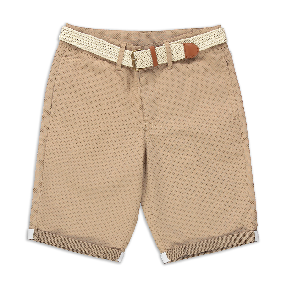 Belted jacquard styled woven short stone-STONE-7-8 YRS