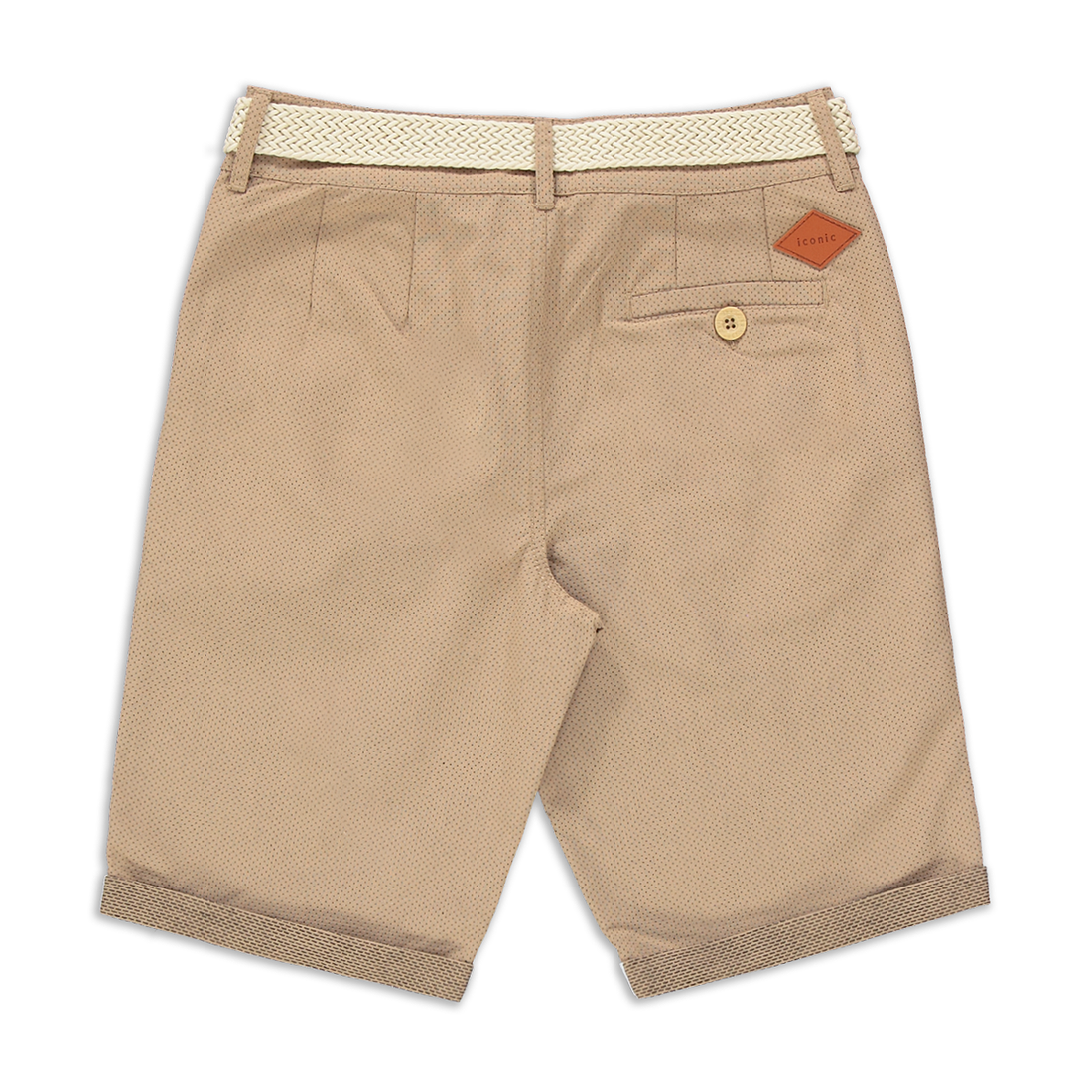 Belted jacquard styled woven short stone-STONE-7-8 YRS