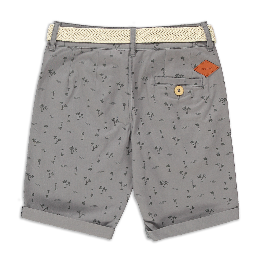 Belted AOP styled woven short grey-GREY-7-8 YRS