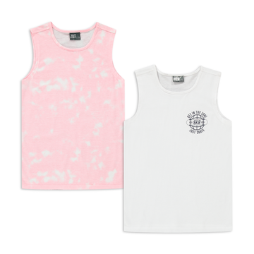 2 PACK TYE DYE VEST PINK AND WHITE-MULTI-7-8 YRS