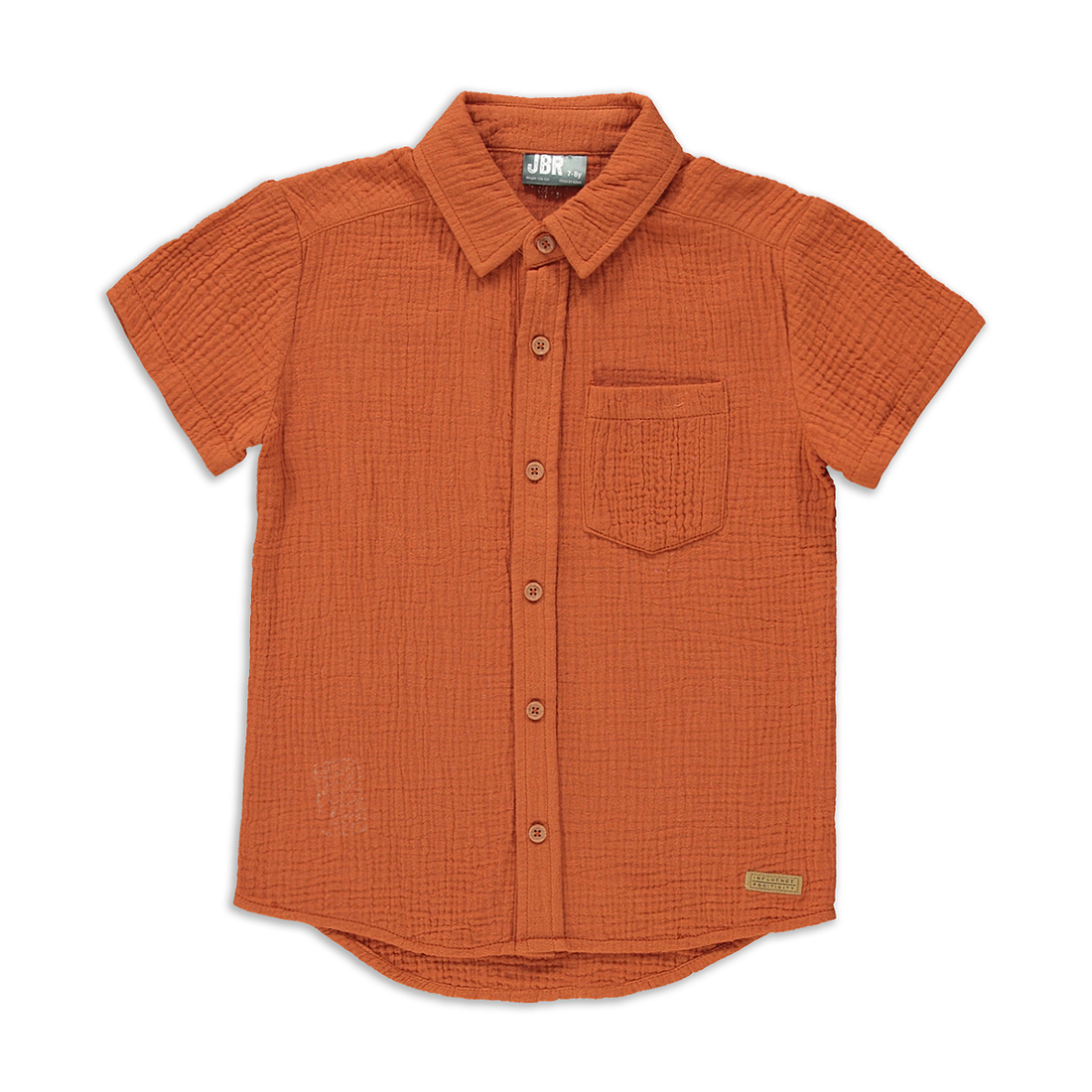 Utility button through muslin shirt brown-RUST-7-8 YRS