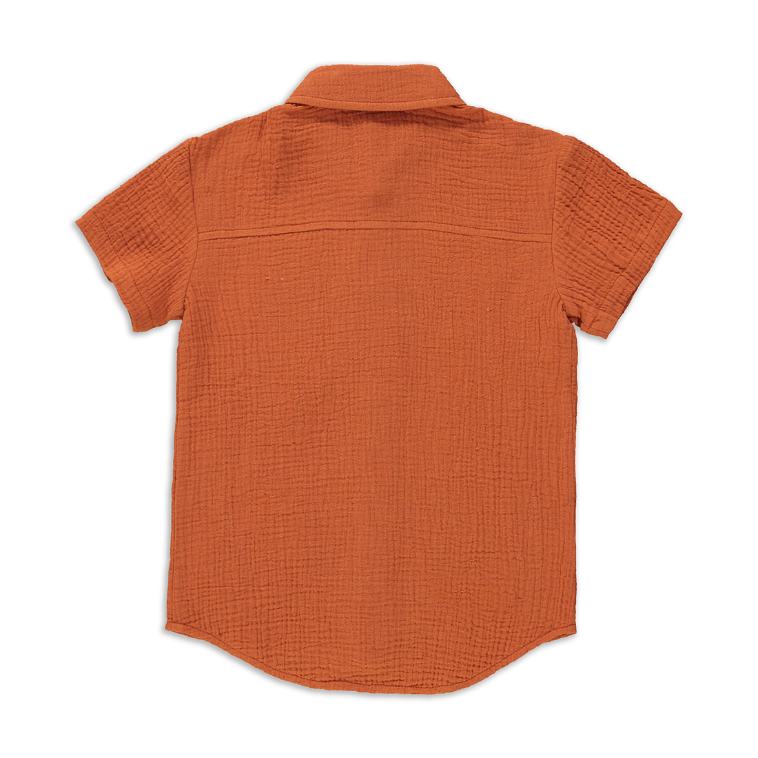 Utility button through muslin shirt brown-RUST-7-8 YRS