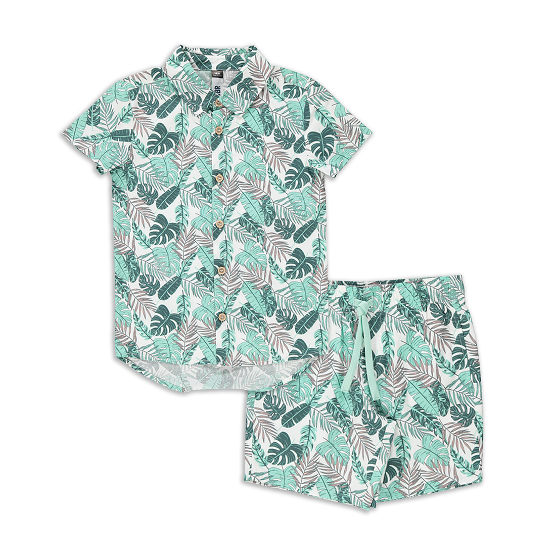 Woven tropical shirt and short set sage-SAGE-7-8 YRS