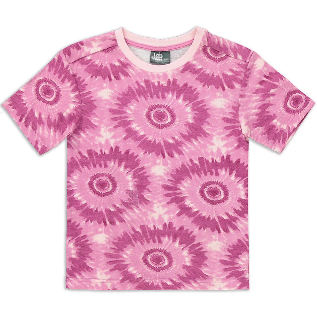 Crew neck tie dye  printed t-shirt pink-MID PINK-7-8 YRS