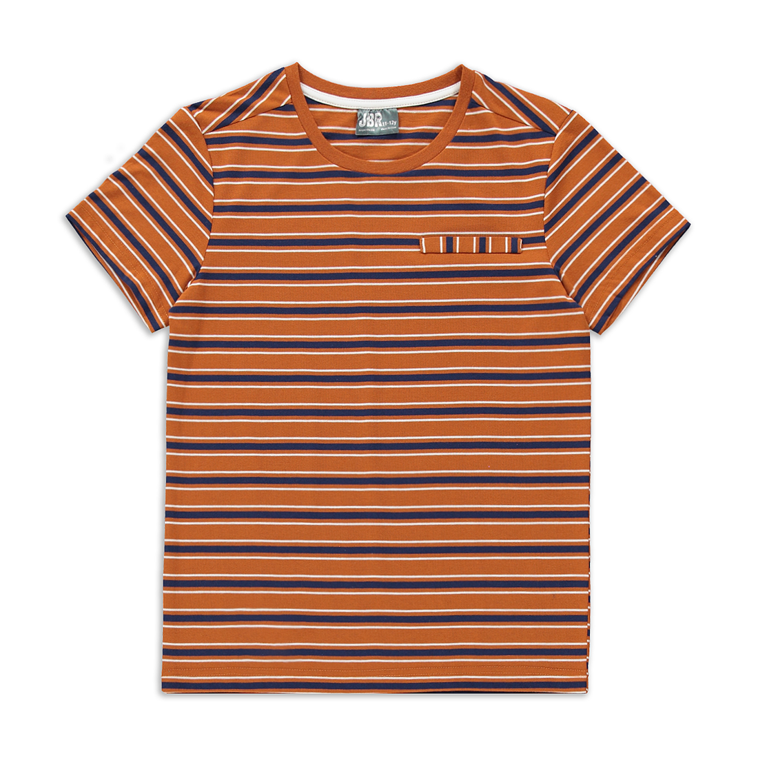 Crew neck horizonal stripe  printed t-shirt ochre-MULTI-7-8 YRS