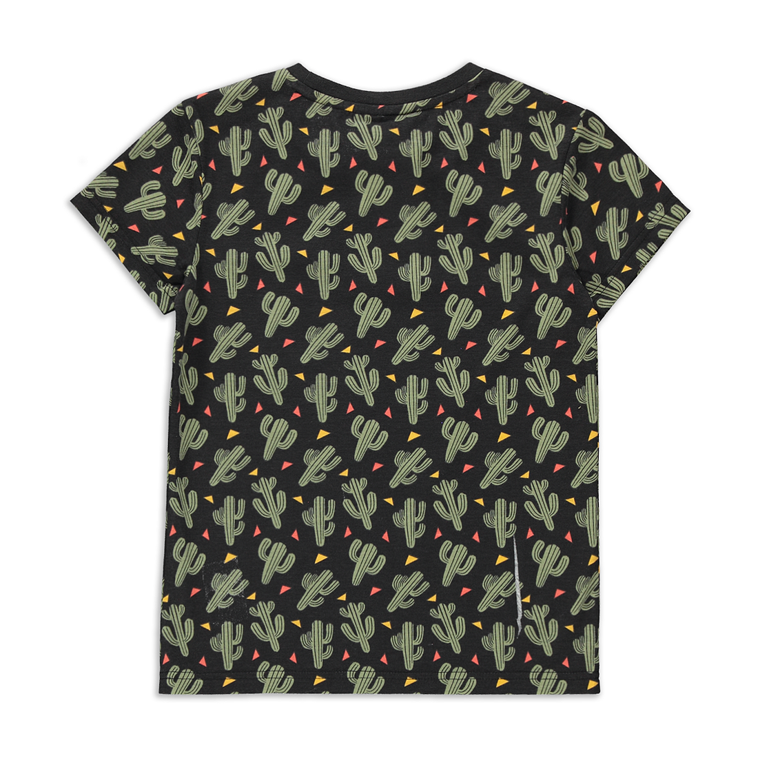 Crew neck cactus aop  printed t-shirt black-BLACK-7-8 YRS