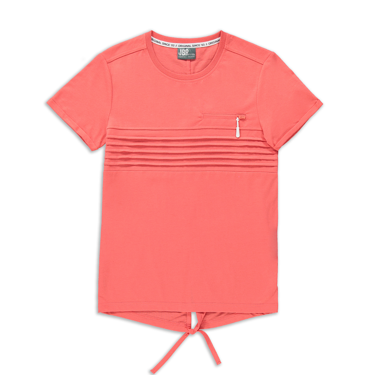 Pin tuck tuxedo hem t-shirt fashion coral-CORAL-7-8 YRS