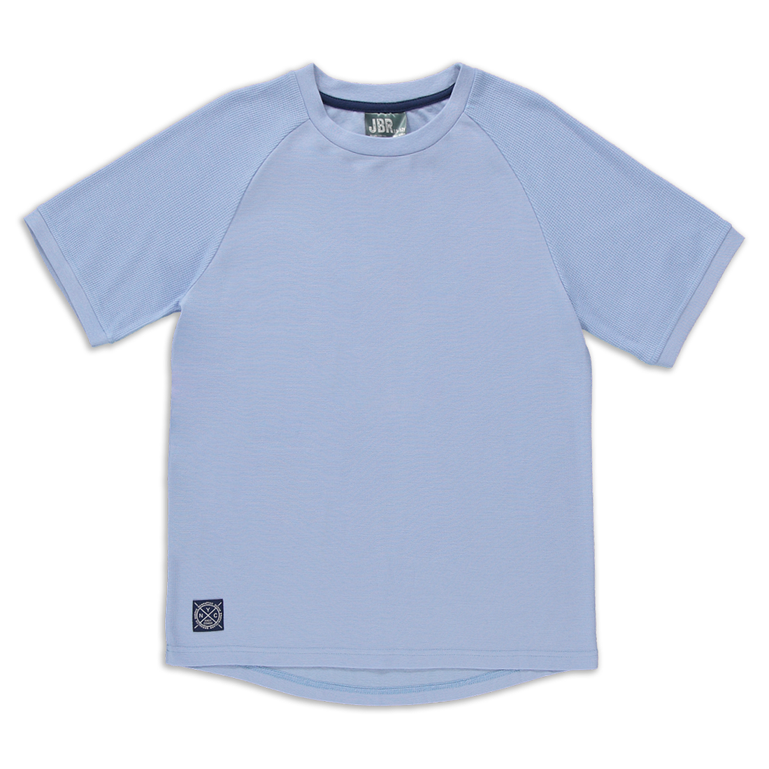 Crew neck pique and waffle t-shirt fashion blue-PERIWINKLE-7-8 YRS