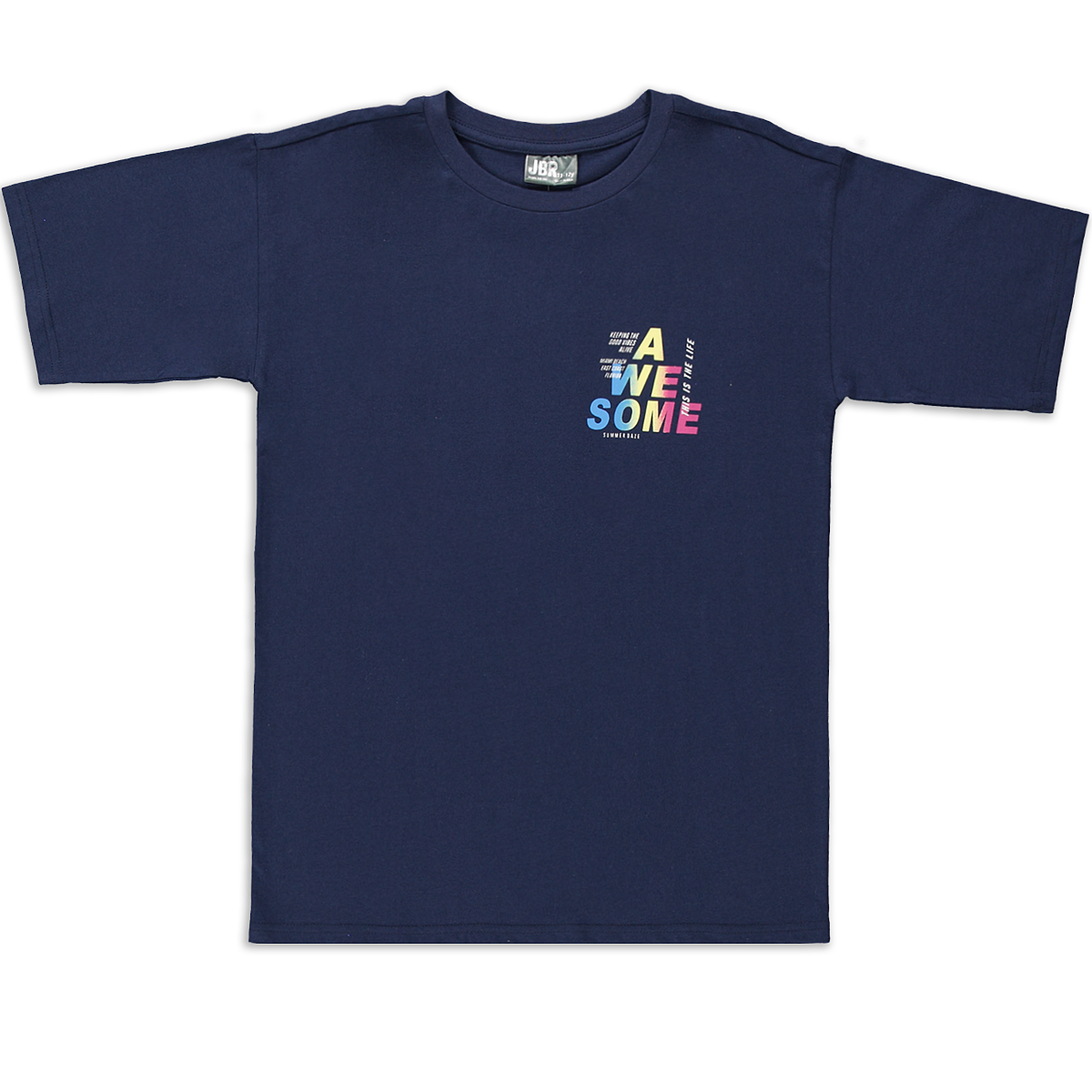 Crew neck miami beach print t-shirt fashion navy-NAVY-7-8 YRS