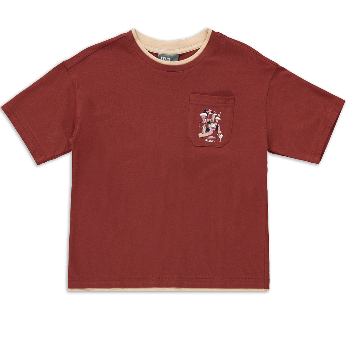 Boxy peep out fashion t-shirt brown-BROWN-7-8 YRS