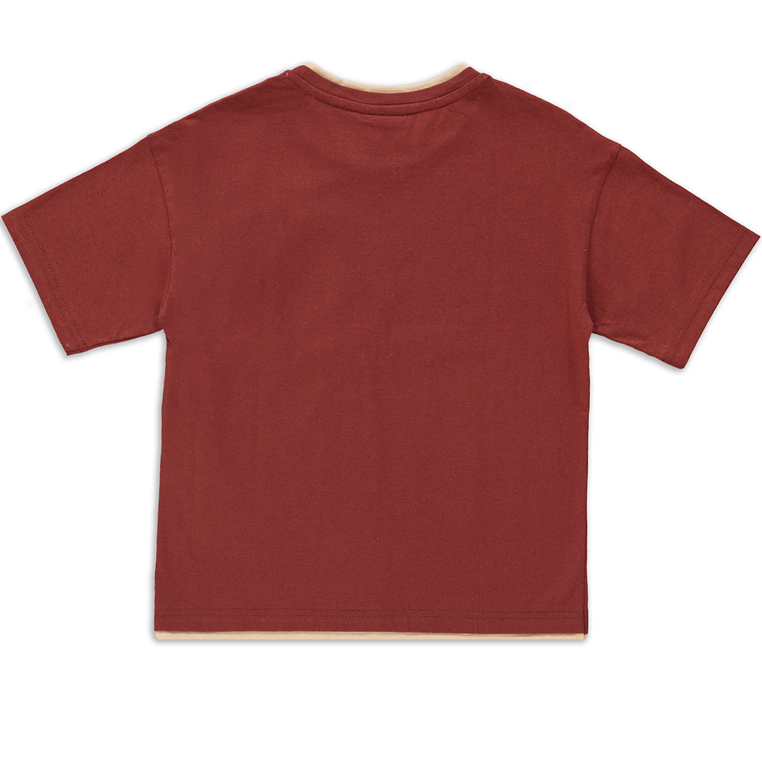 Boxy peep out fashion t-shirt brown-BROWN-7-8 YRS